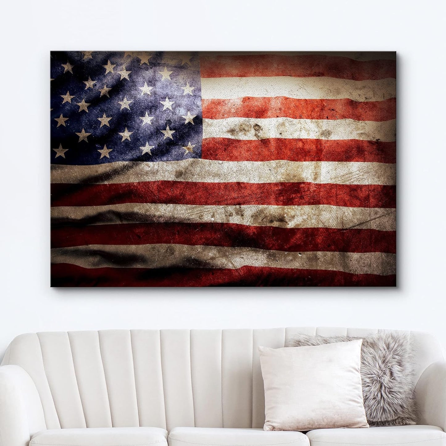 Canvas Art Vintage Retro American Flag 