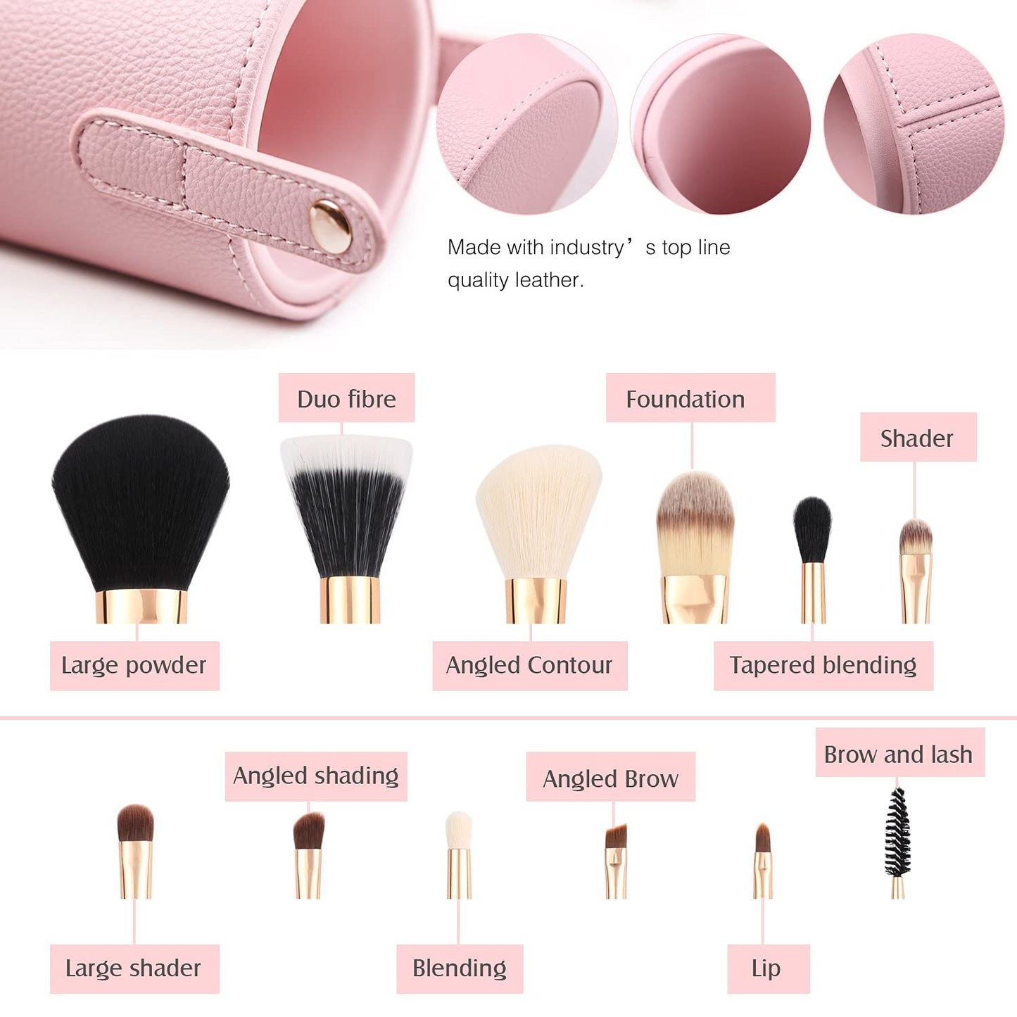 Glowing Pink Makeup Brush Set 