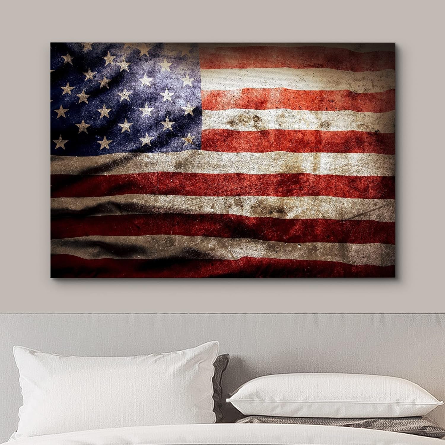 Canvas Art Vintage Retro American Flag 