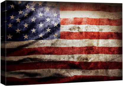 Canvas Art Vintage Retro American Flag 