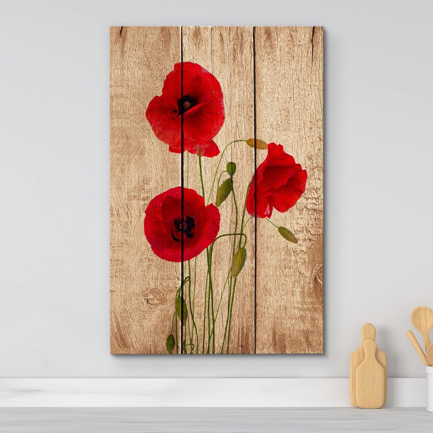 Canvas Print Wall Art Red Poppy Flower 