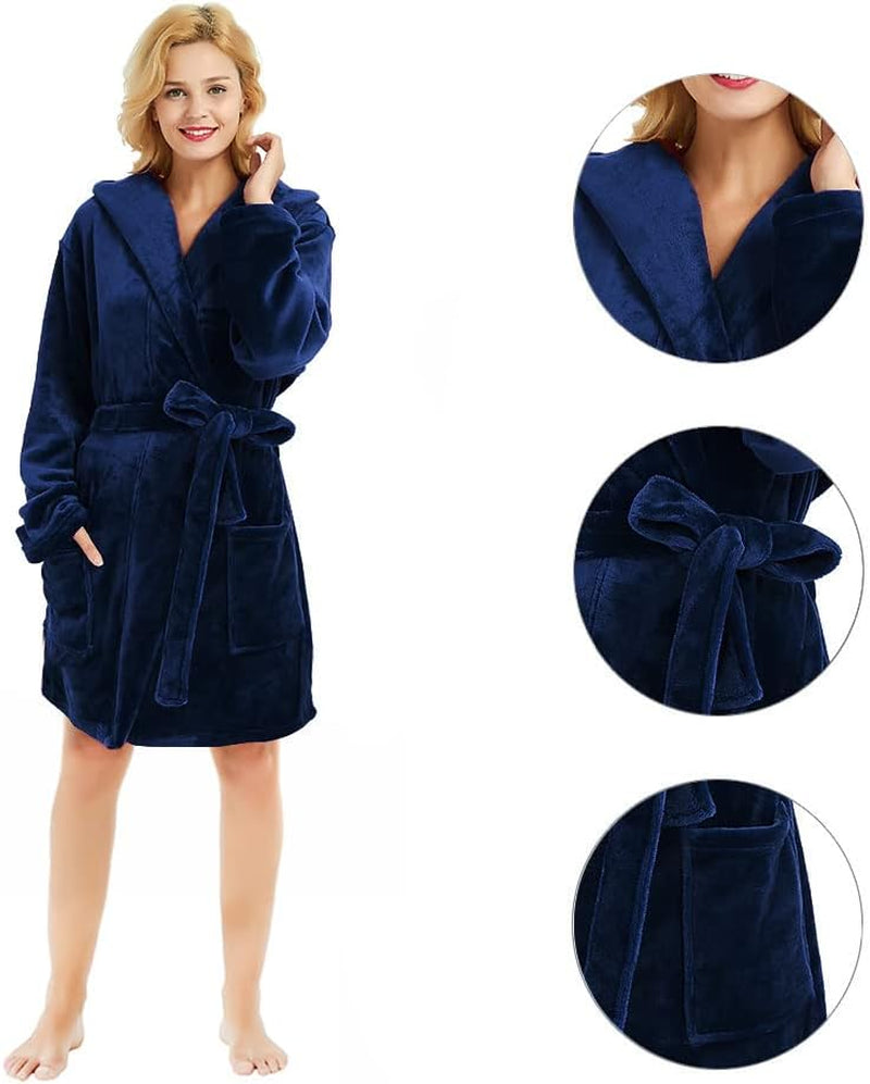 Womens Hooded Fleece Robe