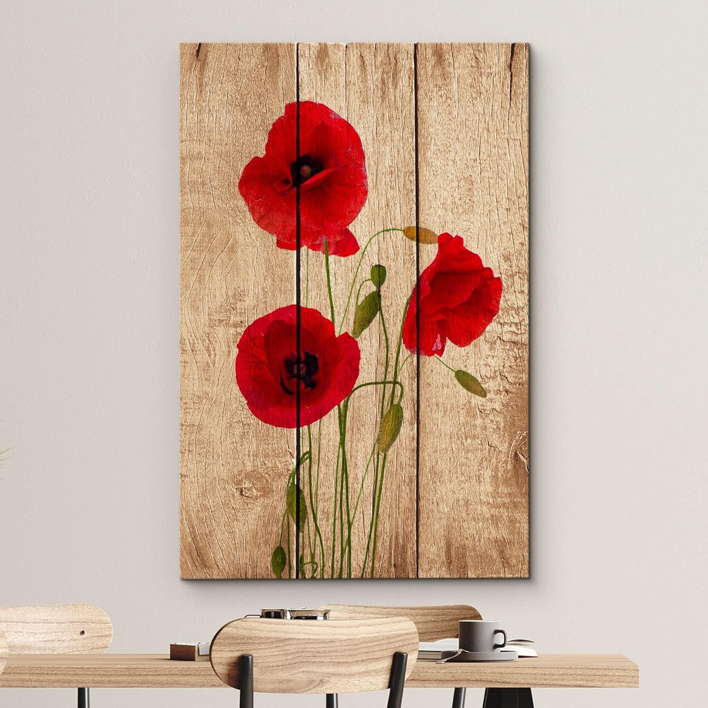 Canvas Print Wall Art Red Poppy Flower 